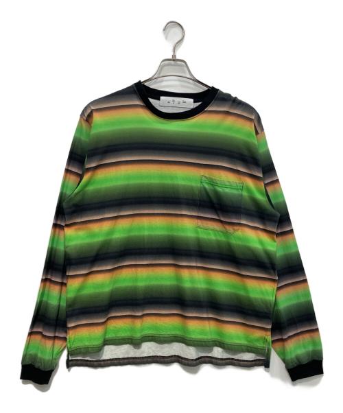 BAL（バル）BAL (バル) GRADIENT STRIPE CREW NECK LONG SLEEVE TEE　25AW グリーン サイズ:2の古着・服飾アイテム