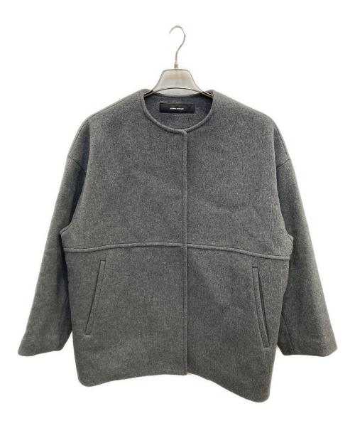 JOURNAL STANDARD（ジャーナルスタンダード）JOURNAL STANDARD (ジャーナルスタンダード) スーパー140ビーバーノーカラーショートコート グレー サイズ:38の古着・服飾アイテム