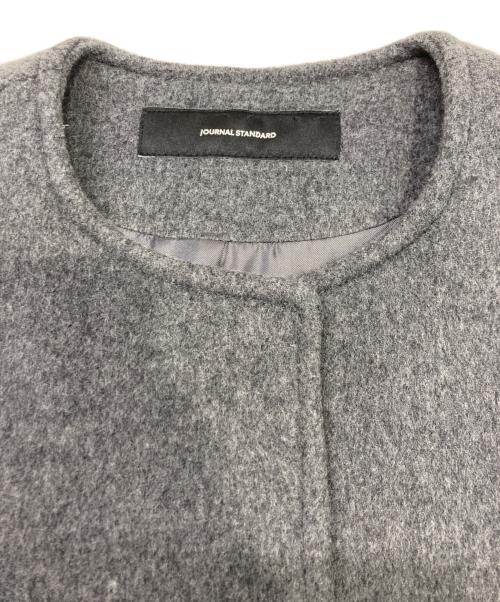 JOURNAL STANDARD（ジャーナルスタンダード）JOURNAL STANDARD (ジャーナルスタンダード) スーパー140ビーバーノーカラーショートコート グレー サイズ:38の古着・服飾アイテム