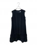 Rene basicルネベーシック）の古着「裾フリルノースリーブワンピース」｜ブラック