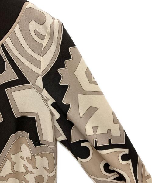 LAONARD（レオナード）LAONARD (レオナード) ロングスリーブジャージープリントワンピース ブラウン サイズ:38の古着・服飾アイテム