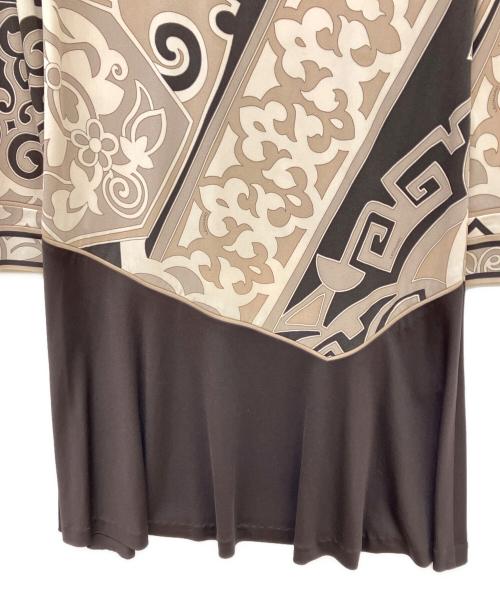 LAONARD（レオナード）LAONARD (レオナード) ロングスリーブジャージープリントワンピース ブラウン サイズ:38の古着・服飾アイテム