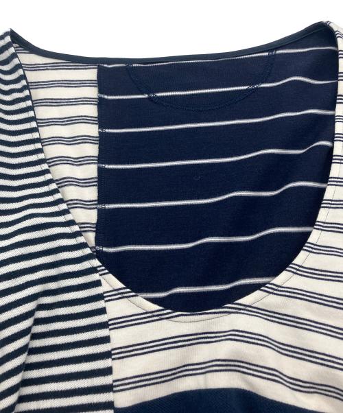 MALION VINTAGE（マリオンヴィンテージ）MALION vintage (マリオンヴィンテージ) パッチワークバックレストップ ボーダーカットソー ネイビー サイズ:Freeの古着・服飾アイテム
