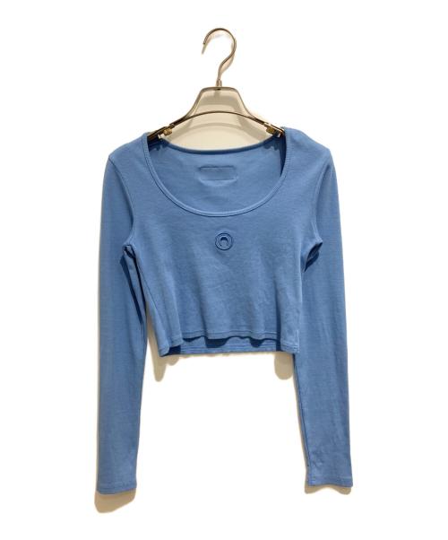 MARINE SERRE（マリーンセル）marine serre (マリーンセル) MOON LOGO JERSEY LS ROUNDNECK ブルー サイズ:Ｓの古着・服飾アイテム