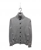 Zanoneザノーネ）の古着「5ゲージウールソリッドスタンドカラーニットカーディガン」｜グレー