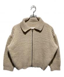 Maison Margiela（メゾンマルジェラ）の古着「24SS 白タグDISTORTED KNIT ZIP SWEATER」｜ベージュ