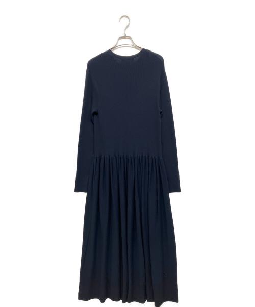 Curensology（カレンソロジー）Curensology (カレンソロジー) ボタンアキギャザーニットワンピース ネイビー サイズ:Freeの古着・服飾アイテム