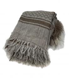 GUCCI（グッチ）の古着「GG柄 フォックスファー付 ストール」｜グレー