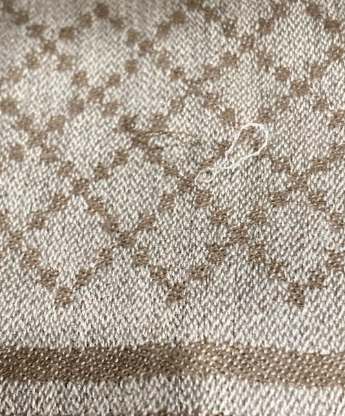 GUCCI（グッチ）GUCCI (グッチ) GG柄 フォックスファー付 ストール グレーの古着・服飾アイテム