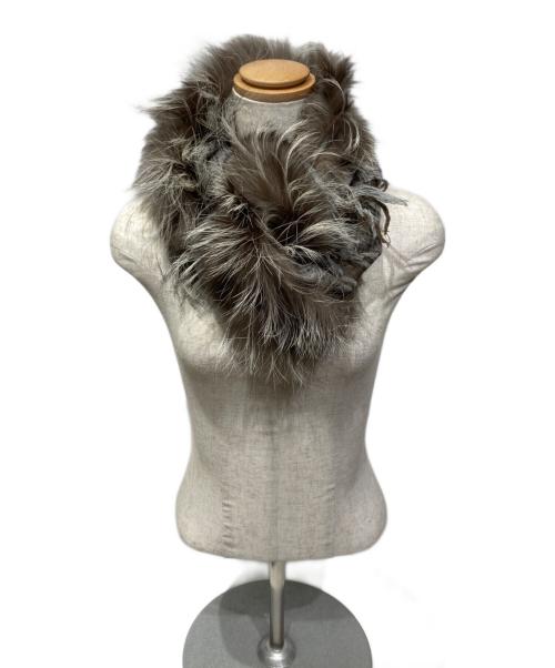 GUCCI（グッチ）GUCCI (グッチ) GG柄 フォックスファー付 ストール グレーの古着・服飾アイテム