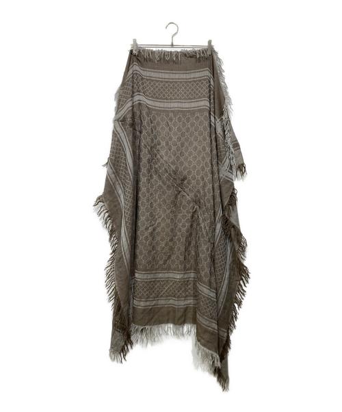 GUCCI（グッチ）GUCCI (グッチ) GG柄 フォックスファー付 ストール グレーの古着・服飾アイテム