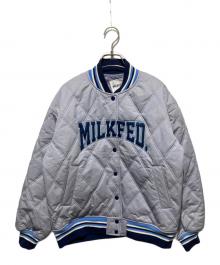 MILK FED.（ミルクフェド）の古着「SATIN LOGO PATCH QUILTED JACKET」｜ブルー