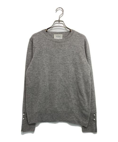 BEIGE（ベイジ）BEIGE (ベイジ) ALSACE / パール釦クルーネックウールニット グレー サイズ:4の古着・服飾アイテム
