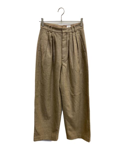 6(ROKU) BEAUTY&YOUTH（ロク ビューティーアンドユース）6(ROKU) BEAUTY&YOUTH (ロク ビューティーアンドユース) ウール タック パンツ ブラウン サイズ:34の古着・服飾アイテム