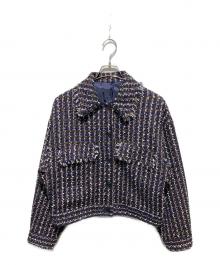 #Newans（ハッシュニュアンス）の古着「ツイードブルゾン」｜ネイビー