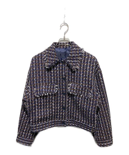 #Newans（ハッシュニュアンス）#Newans (ハッシュニュアンス) ツイードブルゾン ネイビー サイズ:1の古着・服飾アイテム