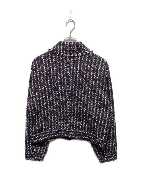 #Newans（ハッシュニュアンス）#Newans (ハッシュニュアンス) ツイードブルゾン ネイビー サイズ:1の古着・服飾アイテム