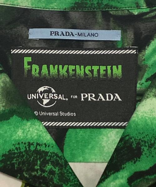 PRADA（プラダ）PRADA (プラダ) UNIVERSAL STUDIOS (ユニバーサル・スタジオ) 総柄オープンカラーシャツ ブラック サイズ:Lの古着・服飾アイテム