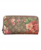 GUCCIグッチ）の古着「GGブルームス ラウンドジップウォレット」｜グレー×ピンク
