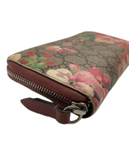GUCCI（グッチ）GUCCI (グッチ) GGブルームス ラウンドジップウォレット グレー×ピンクの古着・服飾アイテム