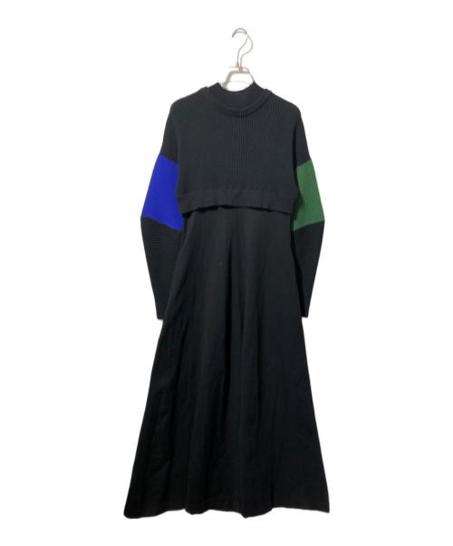 UN3D.（アンスリード）UN3D. (アンスリード) 3パーツスリーブニットワンピース ブラック サイズ:36の古着・服飾アイテム