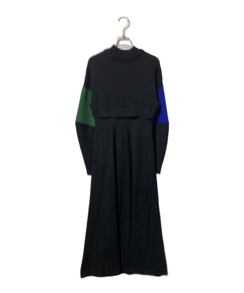 UN3D.（アンスリード）UN3D. (アンスリード) 3パーツスリーブニットワンピース ブラック サイズ:36の古着・服飾アイテム