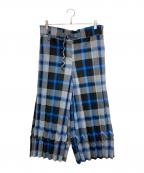 me ISSEY MIYAKEミーイッセイ ミヤケ）の古着「TARTAN CHECK PLEATS タータンチェックパンツ」｜ブルー×ブラック