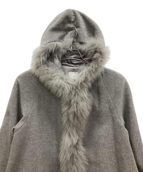 Cara（カーラ）Cara (カーラ) ファー付アンゴラ混コート グレー サイズ:LCの古着・服飾アイテム