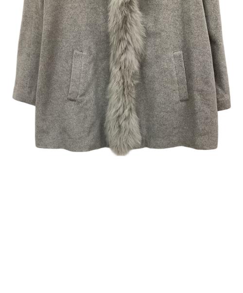 Cara（カーラ）Cara (カーラ) ファー付アンゴラ混コート グレー サイズ:LCの古着・服飾アイテム