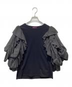 VIVIANOヴィヴィアーノ）の古着「ラッフルスリーブTシャツ」｜ブラック