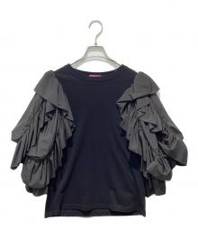 VIVIANO（ヴィヴィアーノ）の古着「ラッフルスリーブTシャツ」｜ブラック