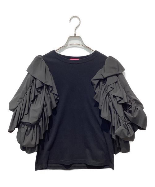 VIVIANO（ヴィヴィアーノ）VIVIANO (ヴィヴィアーノ) ラッフルスリーブTシャツ ブラック サイズ:Mの古着・服飾アイテム