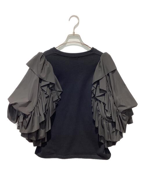 VIVIANO（ヴィヴィアーノ）VIVIANO (ヴィヴィアーノ) ラッフルスリーブTシャツ ブラック サイズ:Mの古着・服飾アイテム