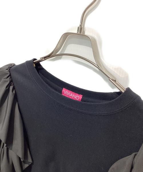 VIVIANO（ヴィヴィアーノ）VIVIANO (ヴィヴィアーノ) ラッフルスリーブTシャツ ブラック サイズ:Mの古着・服飾アイテム