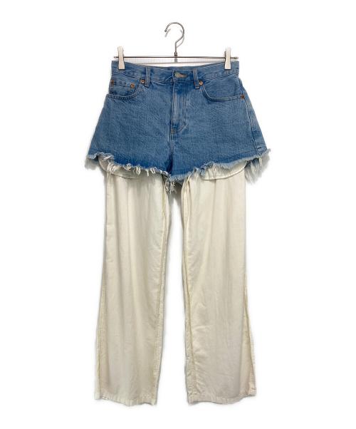 kotohayokozawa（コトハヨコザワ）kotohayokozawa (コトハヨコザワ) Layered Denim Pants インディゴ×ホワイト サイズ:Sの古着・服飾アイテム
