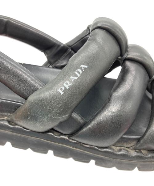 PRADA（プラダ）PRADA (プラダ) ナッパレザー プラットフォームサンダル ブラック サイズ:351/2の古着・服飾アイテム