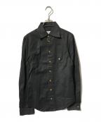 Vivienne Westwood manヴィヴィアン ウェストウッド マン）の古着「オーブ刺繍シャツ/ロゴシャツ」｜ブラック