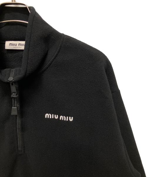 MIU MIU（ミュウミュウ）MIU MIU (ミュウミュウ) Logo Half Zip Fleece Sweat/ロゴハーフジップフリースジャケット ブラック サイズ:Sの古着・服飾アイテム