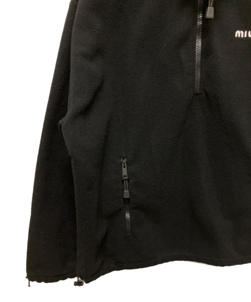 MIU MIU（ミュウミュウ）MIU MIU (ミュウミュウ) Logo Half Zip Fleece Sweat/ロゴハーフジップフリースジャケット ブラック サイズ:Sの古着・服飾アイテム