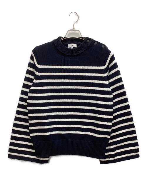 HYKE（ハイク）HYKE (ハイク) ボーダーベルスリーブニット ネイビー×ホワイト サイズ:2の古着・服飾アイテム