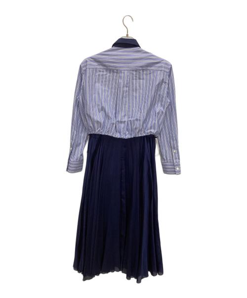 sacai（サカイ）sacai (サカイ) サテンプリーツスカートレイヤードワンピース ネイビー サイズ:2の古着・服飾アイテム