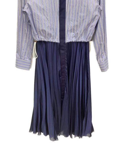 sacai（サカイ）sacai (サカイ) サテンプリーツスカートレイヤードワンピース ネイビー サイズ:2の古着・服飾アイテム
