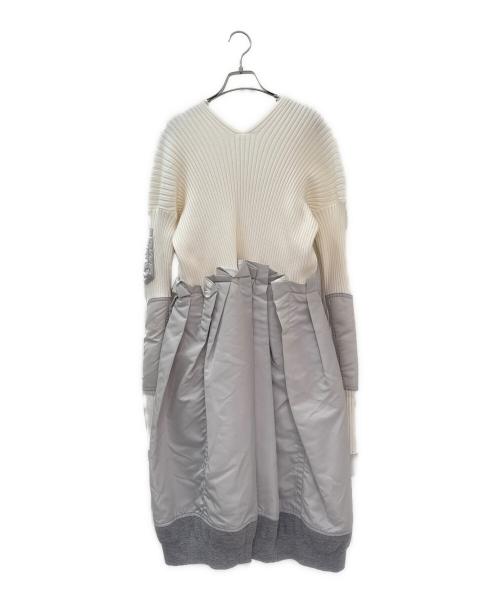 sacai（サカイ）sacai (サカイ) Knit×Nylon Twill Dress グレー×ホワイト サイズ:2の古着・服飾アイテム