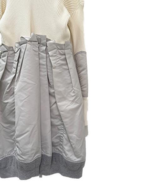 sacai（サカイ）sacai (サカイ) Knit×Nylon Twill Dress グレー×ホワイト サイズ:2の古着・服飾アイテム