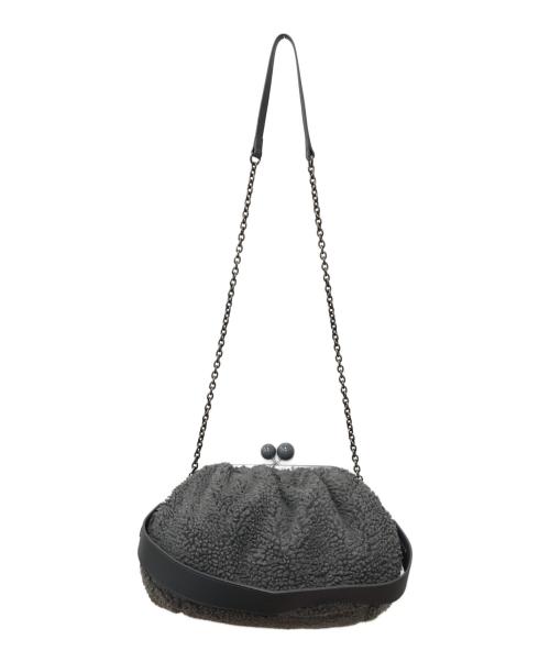 WEEKEND Max Mara（ウィークエンド マックスマーラ）Weekend Max Mara (ウィークエンド マックスマーラ) がま口ボアチェーンショルダーバッグ グレー サイズ:下記参照の古着・服飾アイテム