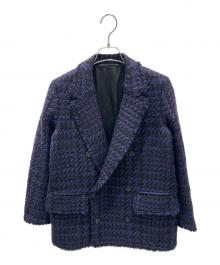 BLAMINK（ブラミンク）の古着「ツイードダブルジャケット」｜ネイビー×ブラック