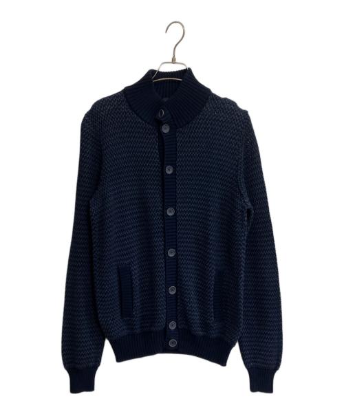 Zanone（ザノーネ）Zanone (ザノーネ) コットンリネンスタンドカラーニットカーディガン ネイビー サイズ:48の古着・服飾アイテム