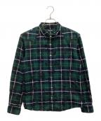 TORNADO MARTトルネードマート）の古着「チェック薔薇柄シャツ」｜グリーン