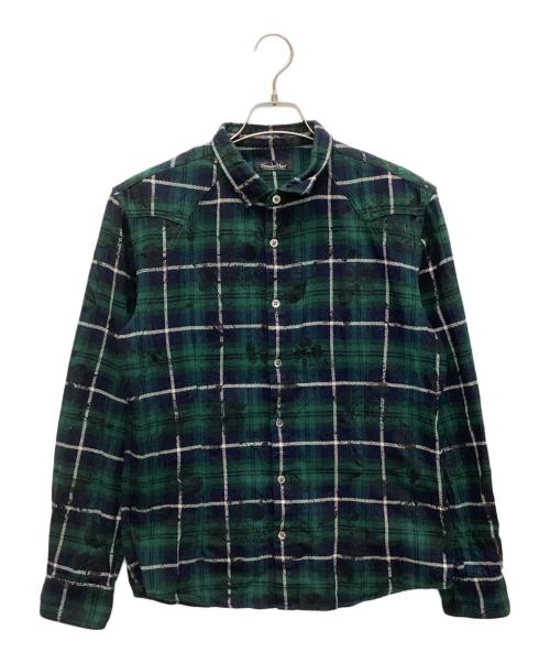 TORNADO MART（トルネードマート）TORNADO MART (トルネードマート) チェック薔薇柄シャツ グリーン サイズ:LLの古着・服飾アイテム