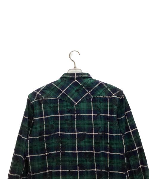 TORNADO MART（トルネードマート）TORNADO MART (トルネードマート) チェック薔薇柄シャツ グリーン サイズ:LLの古着・服飾アイテム